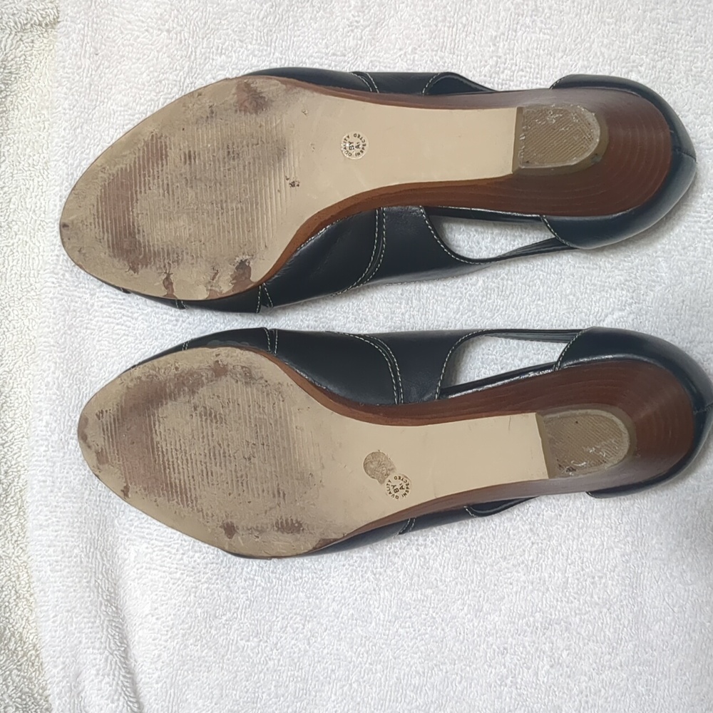 St. John's Bay Black Open Toe Shoes Size 6M Leather Uppers - Picture 5 of 5